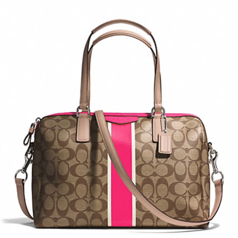 COACH Nancy Satchell - Signature Stripe-New